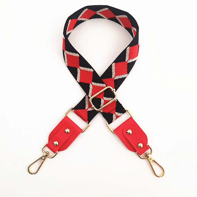 adjustable jacquard bag strap with leather, view 11 - MRSLM