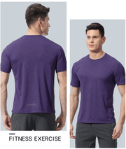 Men'S Loose Large Size Quick-Drying T-Shirt round Neck Stretch Fitness Clothing - MRSLM