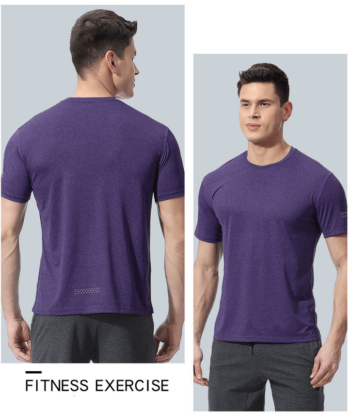 Men'S Loose Large Size Quick-Drying T-Shirt round Neck Stretch Fitness Clothing - MRSLM
