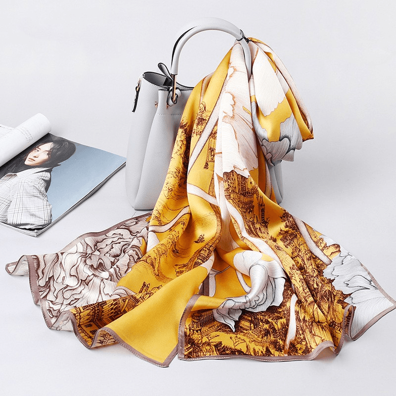 women's large faux silk scarf, view 7 - MRSLM