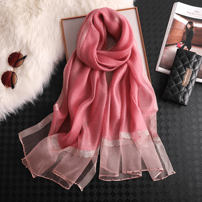 Fashion Big Red Silk Scarf Women'S Thin Scarf All-Match - MRSLM