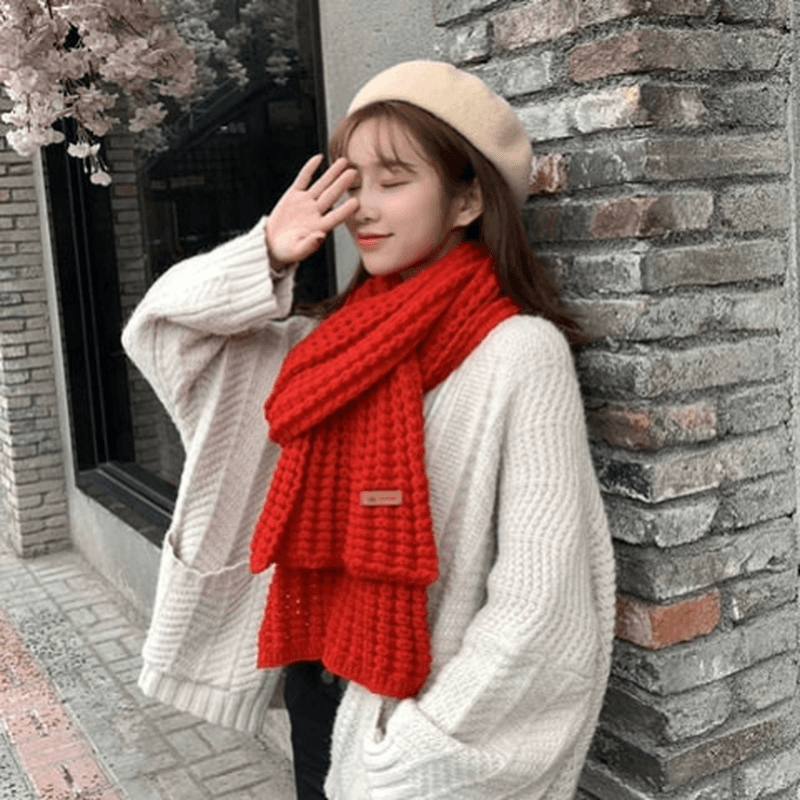 Women's thick knit striped winter scarf, view 6 - MRSLM