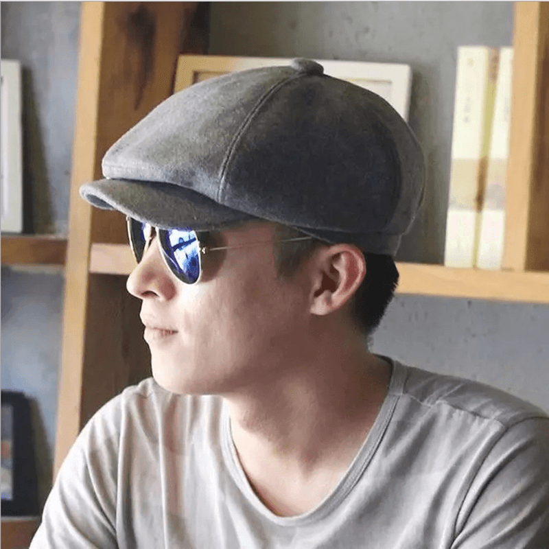 casual wool felt octagonal beret, view 5 - MRSLM