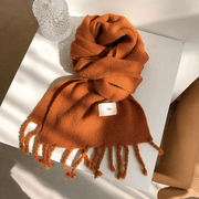 solid color tassel knitted scarf, view 10 - MRSLM