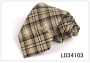 plaid polyester silk necktie, view 6 - MRSLM