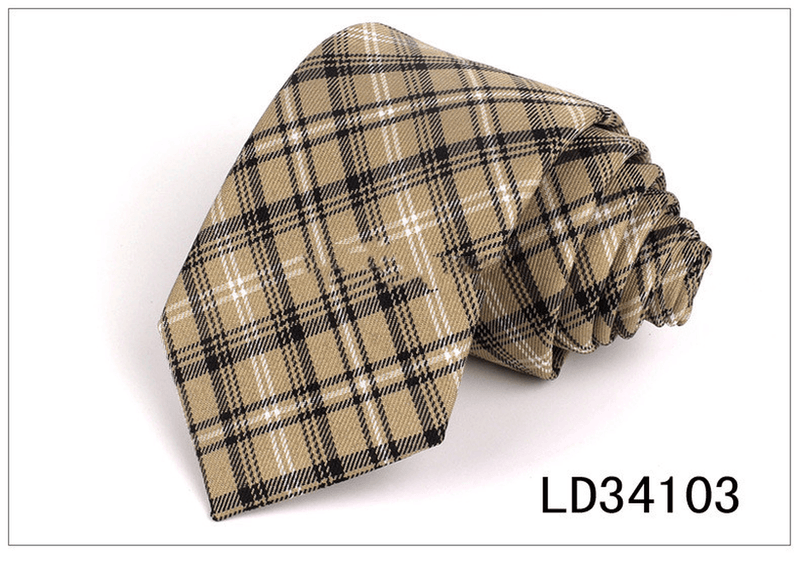 plaid polyester silk necktie, view 6 - MRSLM