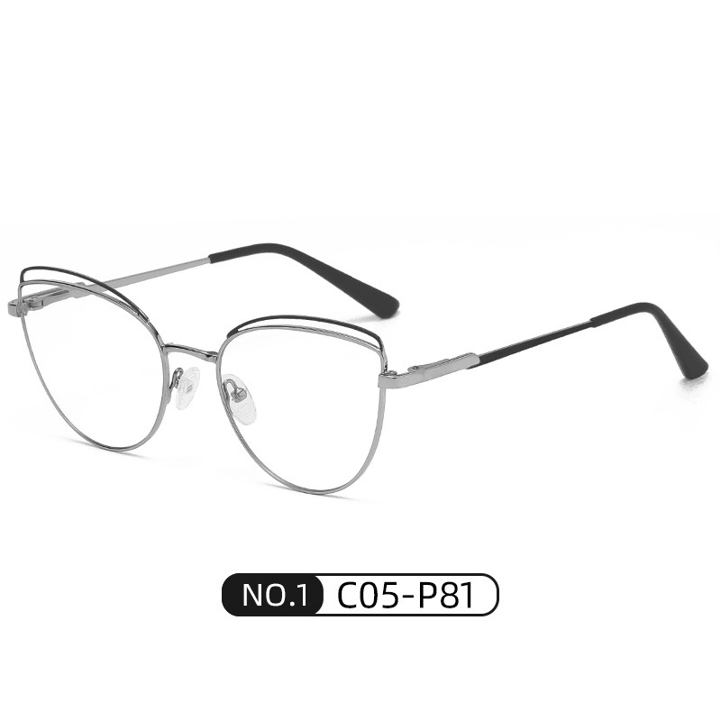 Fashion Metal Two-Tone Flat Mirror Net Red Wind Cat Glasses Frame
