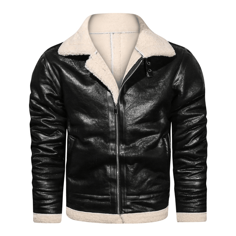 Men's lapel faux fur jacket, view 2 - MRSLM