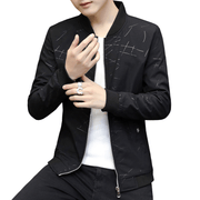 men's striped baseball collar jacket, view 3 - MRSLM