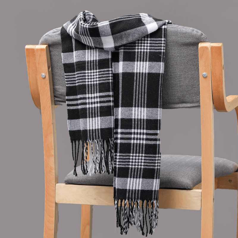 plaid imitation cashmere tassel scarf, view 29 - MRSLM