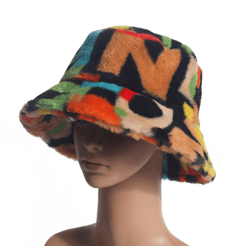 rabbit fur digital print fisherman hat, view 5 - MRSLM