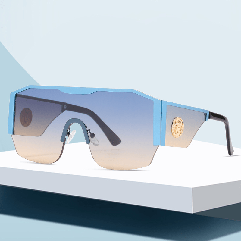 Metal half frame one piece sunglasses, view 3 - MRSLM