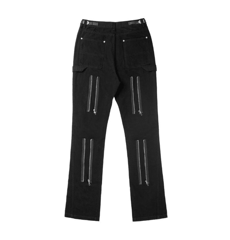 flared casual overalls with zipper, view 2 - MRSLM