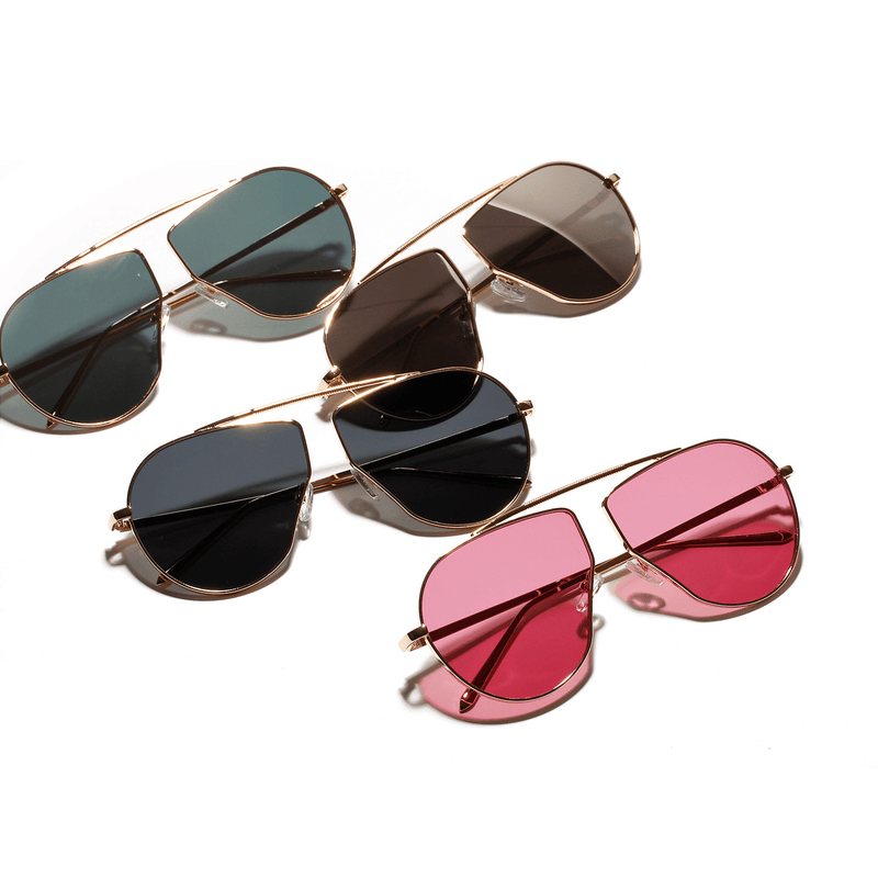 women's polygonal metal frame sunglasses, view 3 - MRSLM