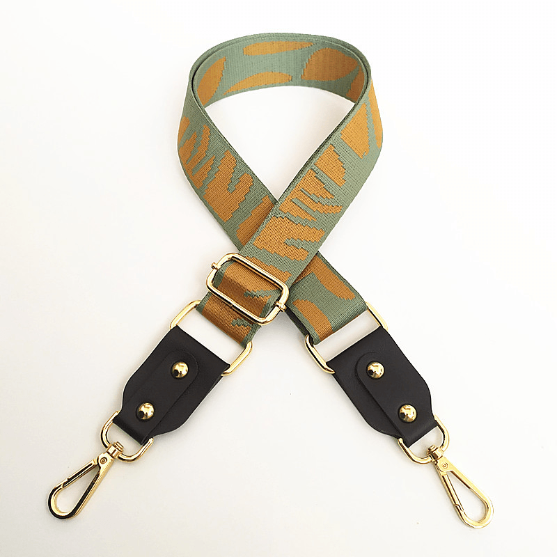 adjustable jacquard bag strap with leather, view 15 - MRSLM