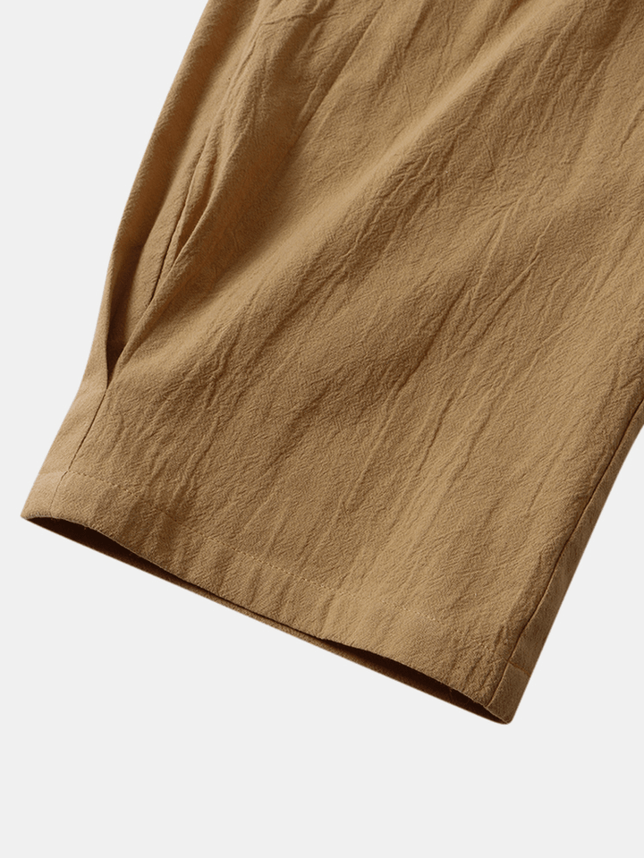 Solid Color Elastic Waist Casual Cotton Women Pants - MRSLM