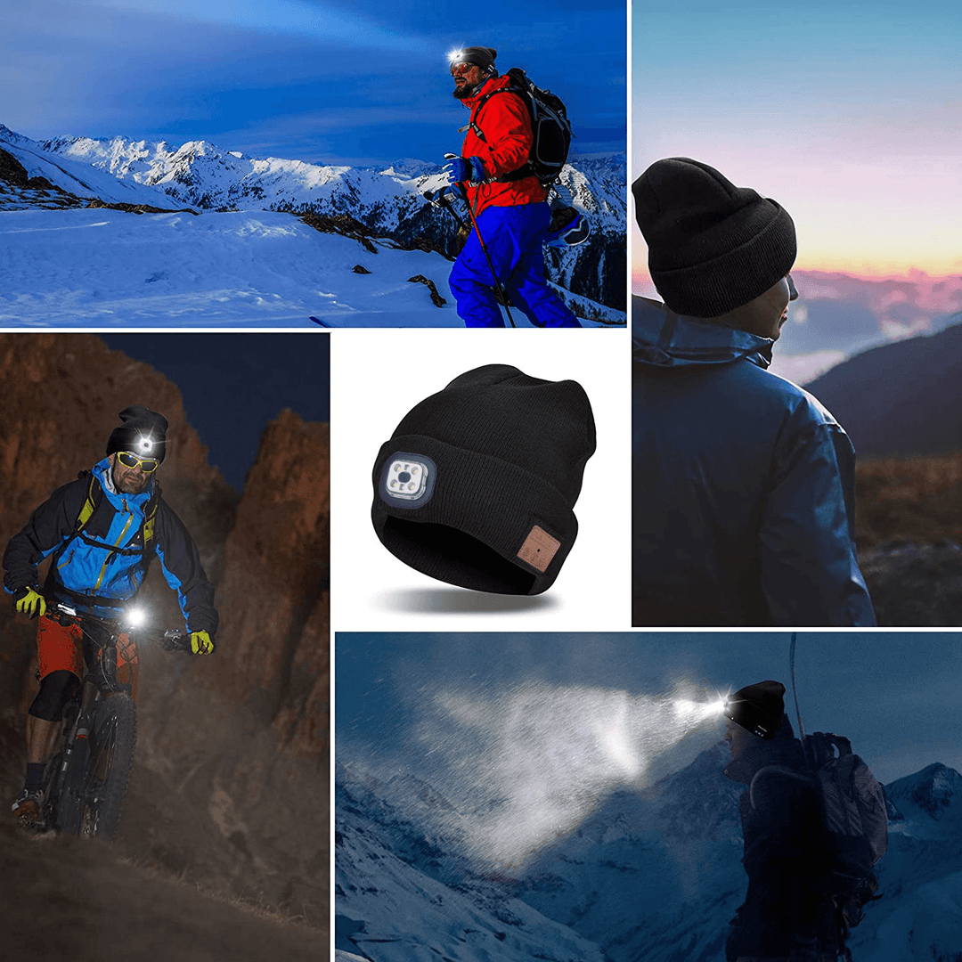 Bluetooth Knitted Hat Outdoor Night Running Night Fishing Led Light - MRSLM