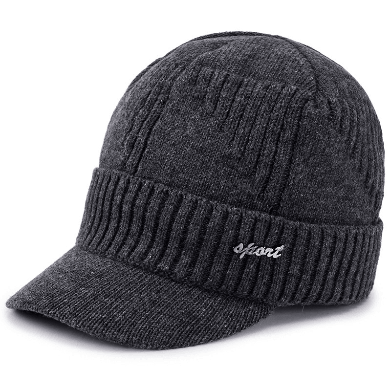 Men'S Thick Woolen Knitted Pullover Cotton Hat - MRSLM