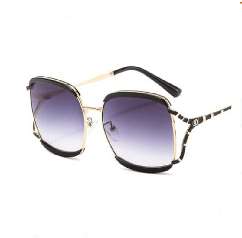 women's square hollow stripe metal sunglasses, view 2 - MRSLM
