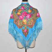Folk style floral rayon scarf, view 8 - MRSLM