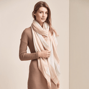 Superfine Worsted Yarn Dyed Plaid Solid Color Long Shawl - MRSLM