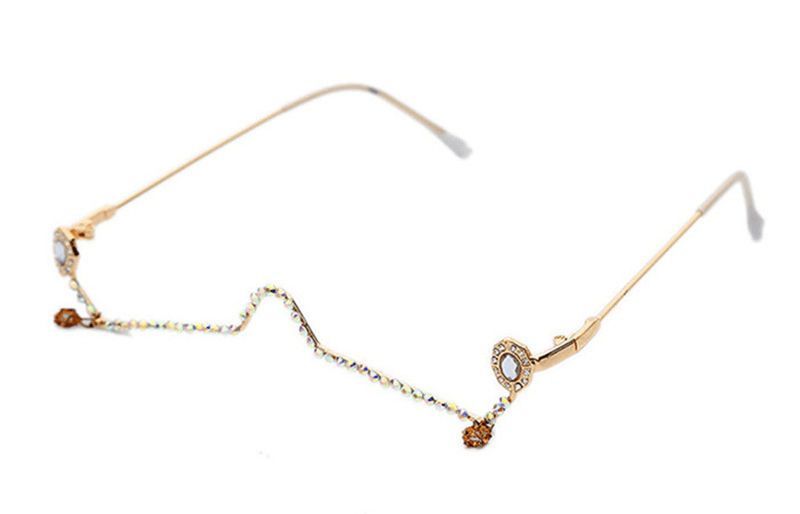 Women's rhinestone metal glasses frame, view 4 - MRSLM