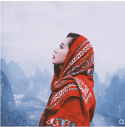 fringed ethnic cotton linen scarf, view 4 - MRSLM