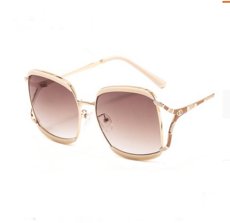 women's square hollow stripe metal sunglasses, view 5 - MRSLM