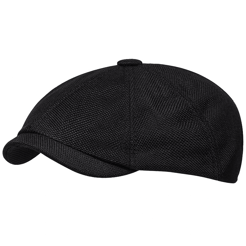 retro linen newsboy beret, view 5 - MRSLM
