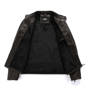 men's stand collar zipper motorcycle jacket, view 4 - MRSLM