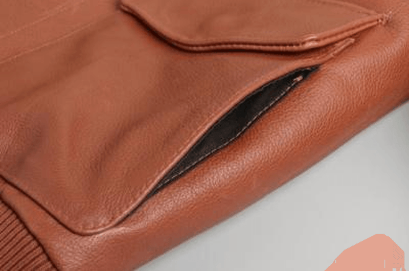 Men's short slim-fit cowhide leather jacket, view 5 - MRSLM