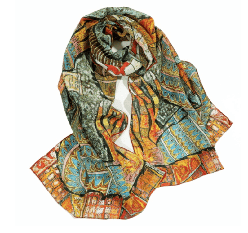 Mulberry silk oil painting scarf, view 7 - MRSLM