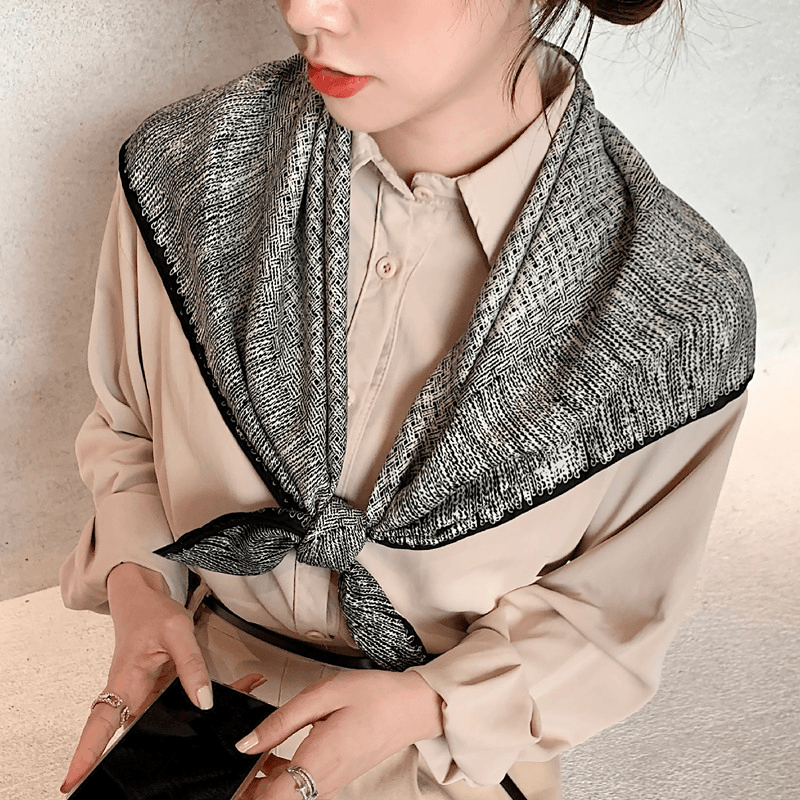 retro geometric large square scarf, view 3 - MRSLM