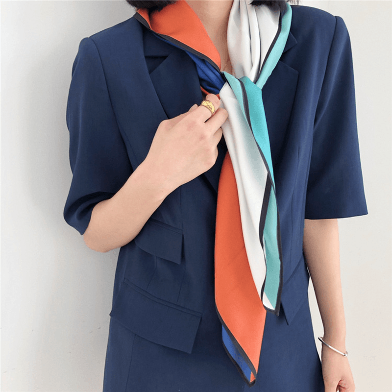 geometric print silk scarf, view 5 - MRSLM