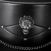black PU leather skull top hat, view 8 - MRSLM