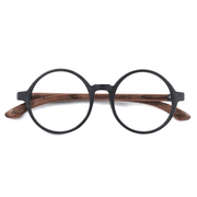 Big round glasses frame with wood temples, view 5 - MRSLM