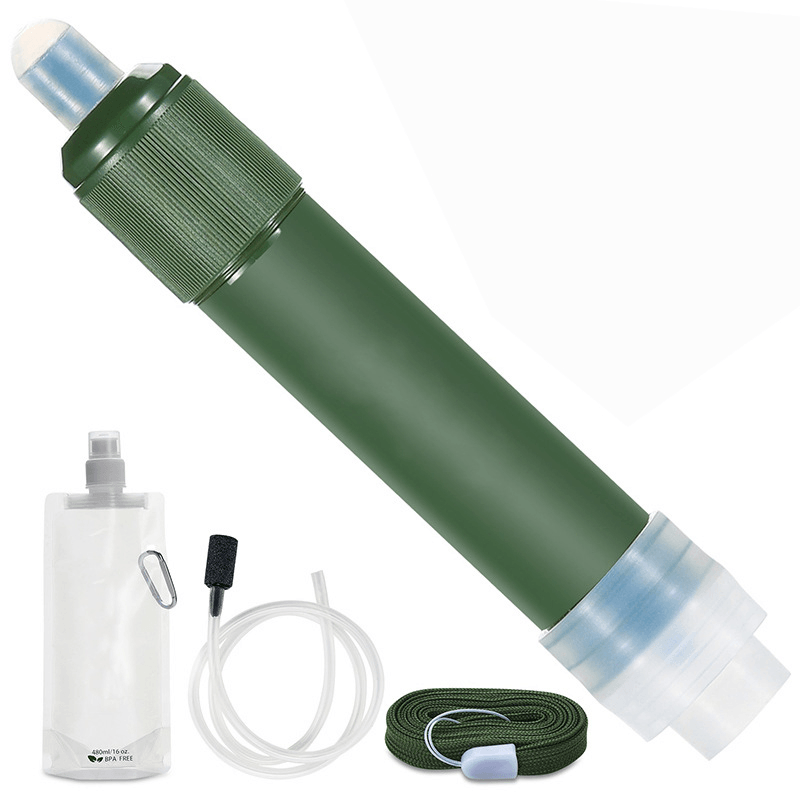 Outdoor Water Filter Straw Portable Filtration System 2-Stage Water Purifier Survival Gear for Camping Hiking Climbing - MRSLM