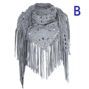 fringed geometric shawl cape, view 5 - MRSLM