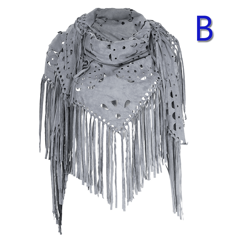 fringed geometric shawl cape, view 5 - MRSLM