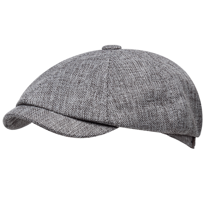 retro linen newsboy beret, view 3 - MRSLM