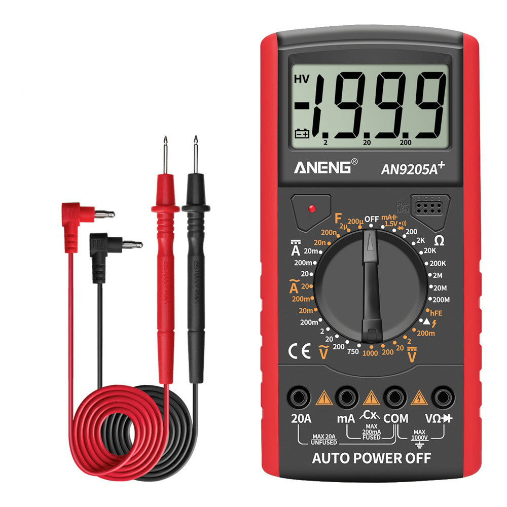 ANENG AN9205A+ Digital Multimeter Resistance Diode Continuity Tester AC/DC Voltage Current Meter Red - MRSLM