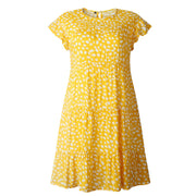 leopard print round neck short sleeve loose dress, view 8 - MRSLM
