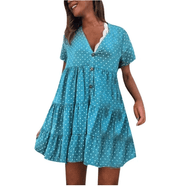 buttoned ruched polka dot dress, view 3 - MRSLM