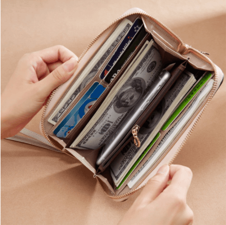 Women's long zipper clutch wallet, view 2 - MRSLM