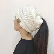 High bun ponytail cable knit beanie, view 12 - MRSLM
