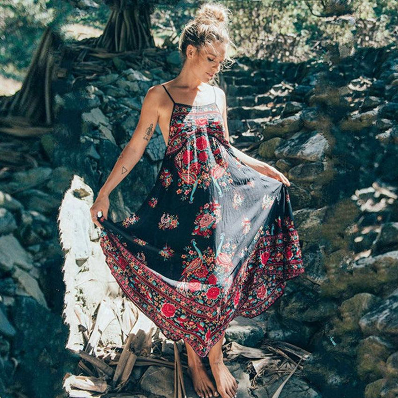 peacock print suspender dress - MRSLM