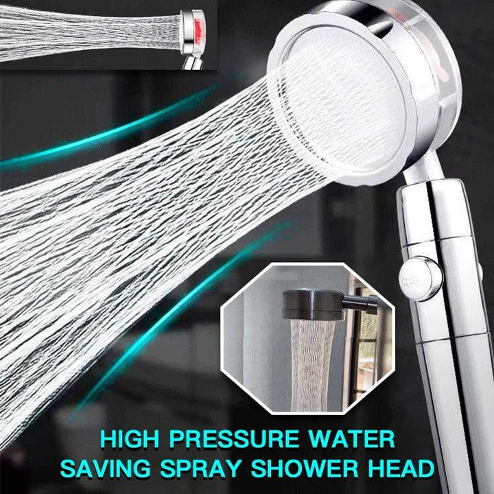 Propeller Driven Shower Head With Stop Button And Cotton Filter Turbocharged High Pressure Handheld Shower Nozzle - MRSLM