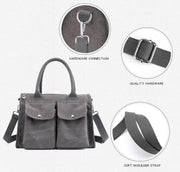 casual canvas crossbody hobo bag, view 3 - MRSLM