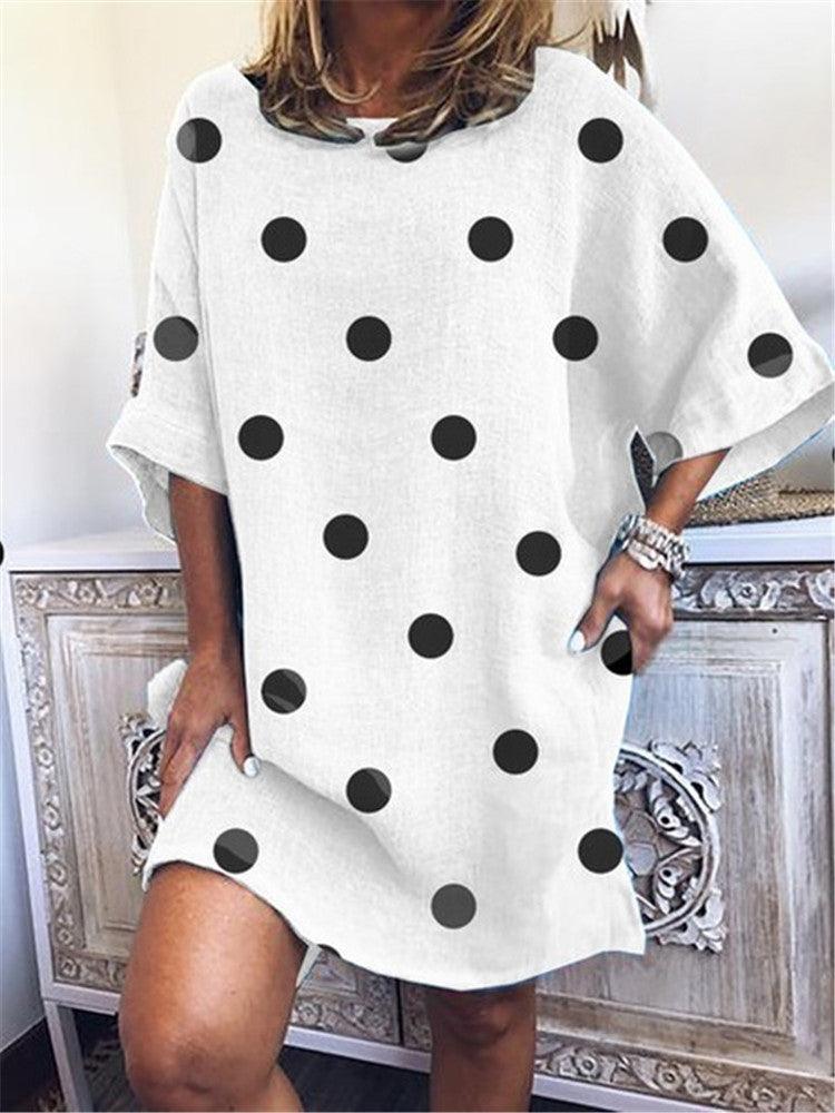 round neck loose printed dress, view 5 - MRSLM