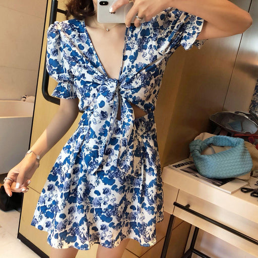floral puff sleeve v-neck dress - MRSLM